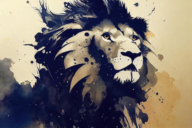 Portrait d'un lion abstrait couleur artx9