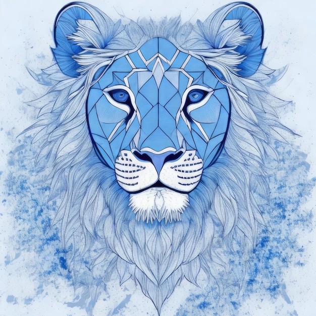 Portrait de lion avec mandala ornemental