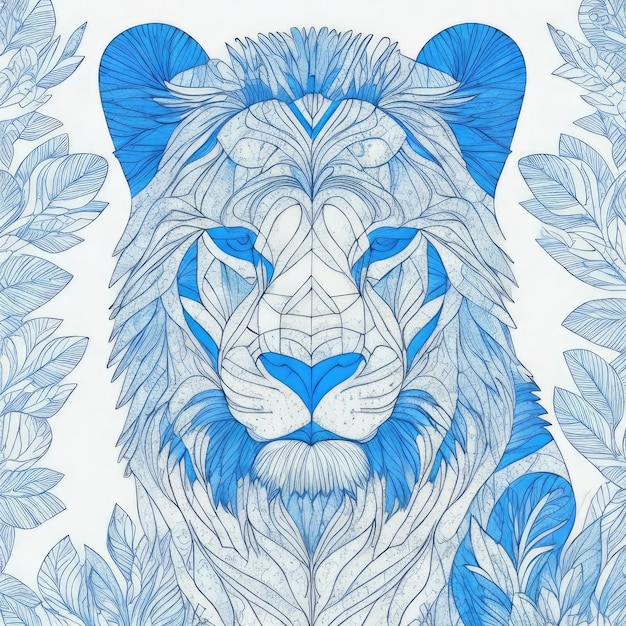 Portrait de lion avec mandala ornemental