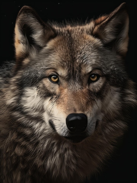 Portrait de loup ai génératif