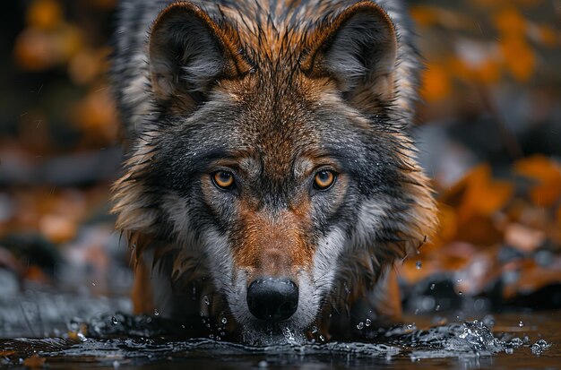 portrait d'un loup dans la forêt