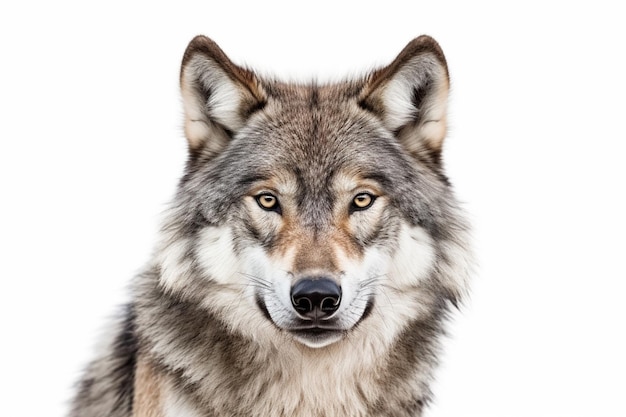Portrait d'un loup sur fond blanc