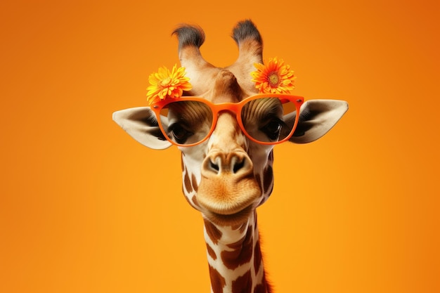 Portrait de lunettes de girafe Générer Ai