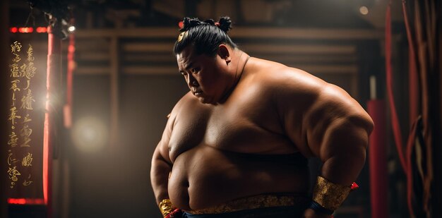 Portrait d'un lutteur de sumo sérieux