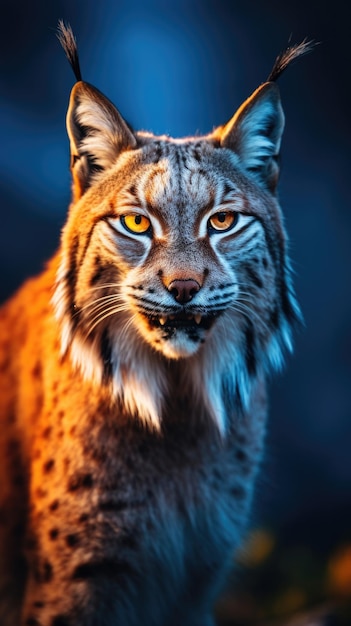 Portrait de Lynx rugissant dans la jungle