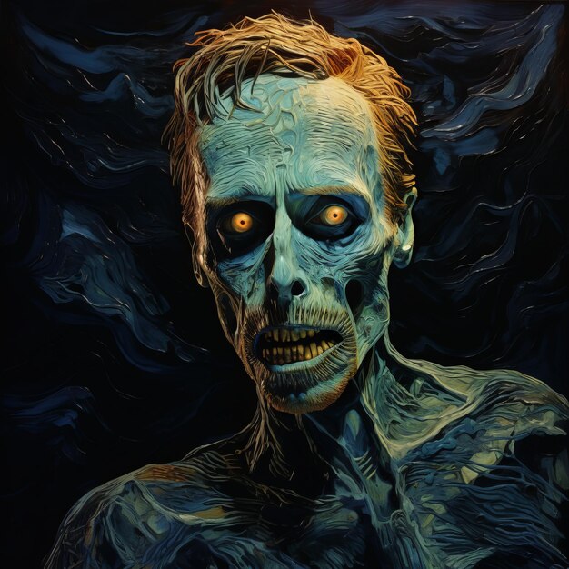 Le portrait macabre du zombie de O dans Frozen dans le style de Van Gogh