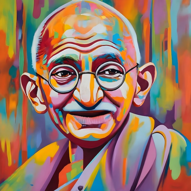 Portrait d'un Mahatma Gandhi avec des lunettes et une barbe Illustration vectorielle