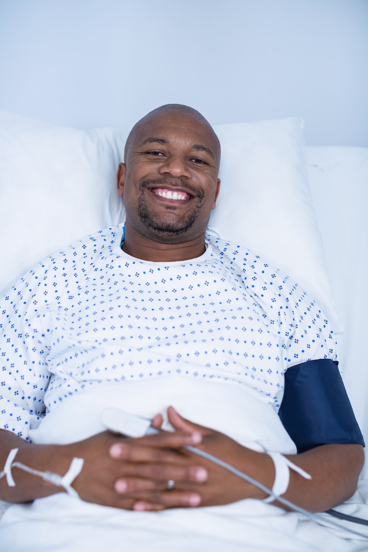 Photo portrait, mâle, patient, reposer, pupille
