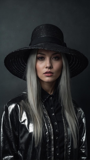 Portrait d'une mannequin dans un chapeau