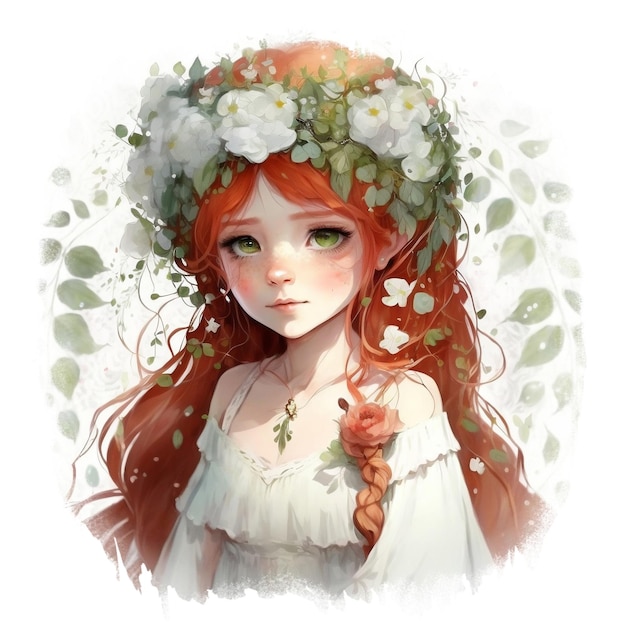Portrait de mariée belle fleur blanche dans un style aquarelle