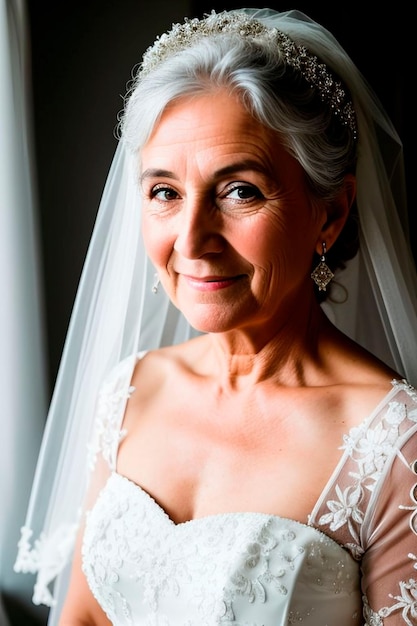 Un portrait d'une mariée dans sa robe de mariée