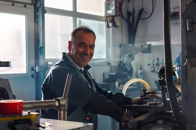 Portrait d'un mécanicien dans un atelier automobile