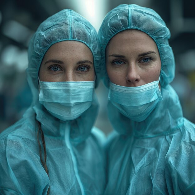 Portrait de médecin de femmes avec une bannière de maquette de masque et de sécurité dans les soins de santé à l'hôpital