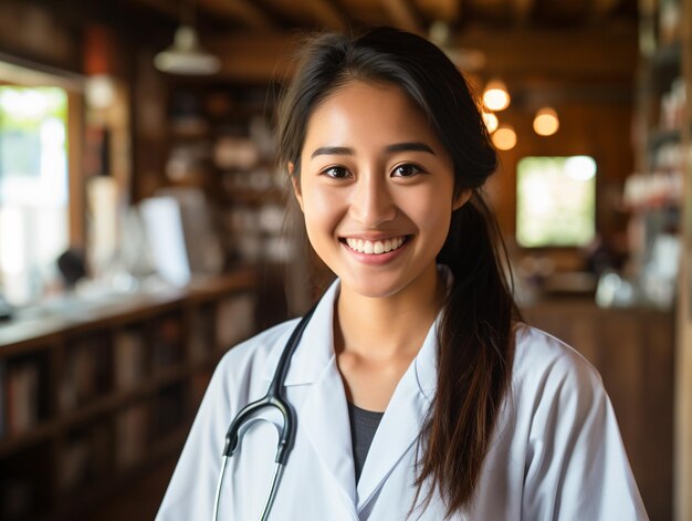 Portrait d'un médecin masculin sympathique en tenue de travail avec stéthoscope sur le cou