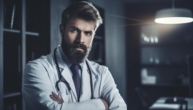 portrait d'un médecin médecin regardant Ray