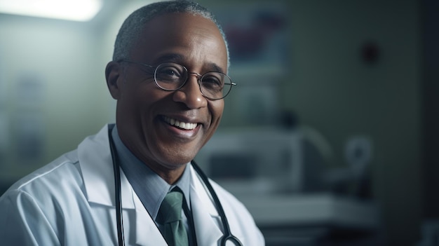 Portrait d'un médecin noir souriant