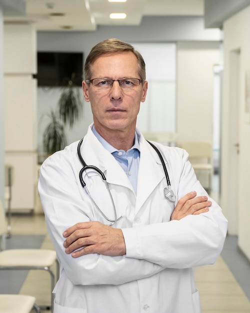 Photo portrait de médecin de sexe masculin à l'hôpital