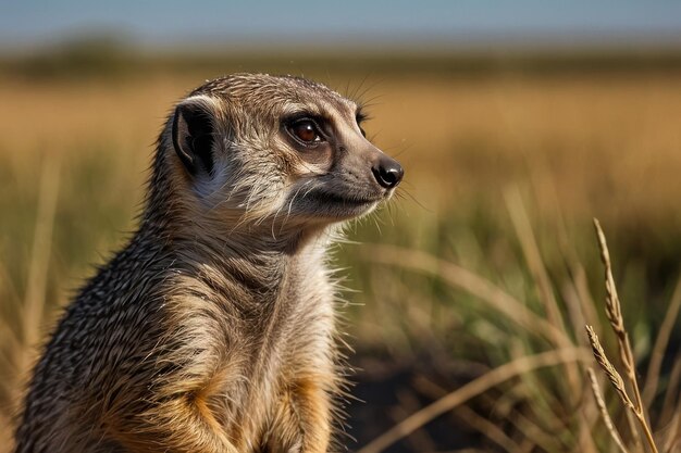 Photo portrait de meerkat avec un regard aigu