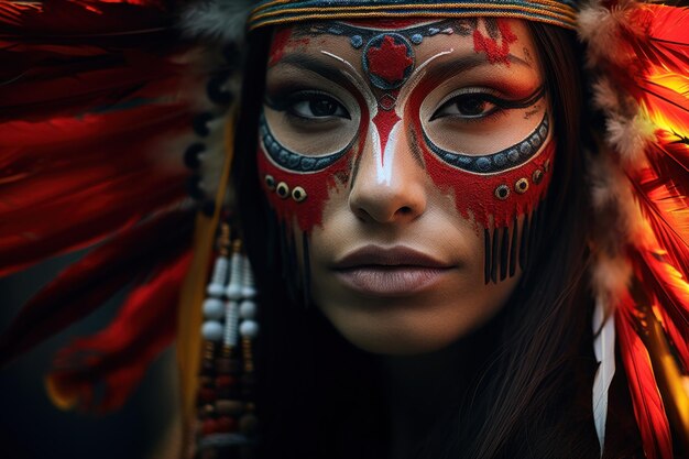 Portrait mettant en valeur le riche patrimoine de la culture autochtone Femme