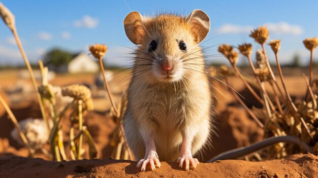 Photo portrait d'une mice domestique mignonne dans une grange