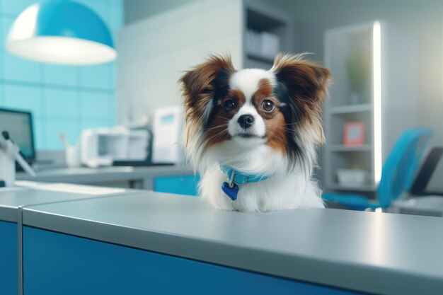 Photo portrait d'un mignon chien âgé à la clinique vétérinaire