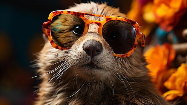 Photo portrait d'un mignon chien carlin dans des lunettes