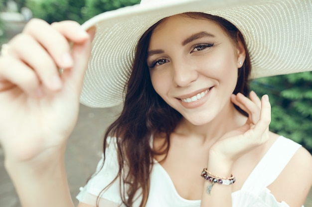 portrait, mignon, girl, Dehors