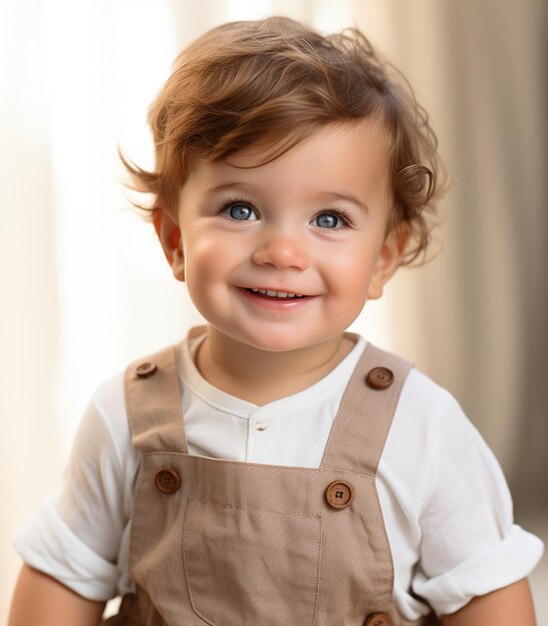 Portrait d'un mignon petit bébé dans une veste brune chaude