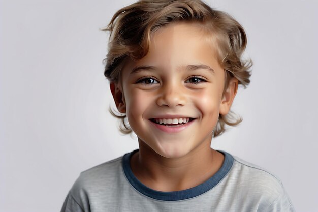 Portrait d'un mignon petit garçon souriant sur un fond blanc