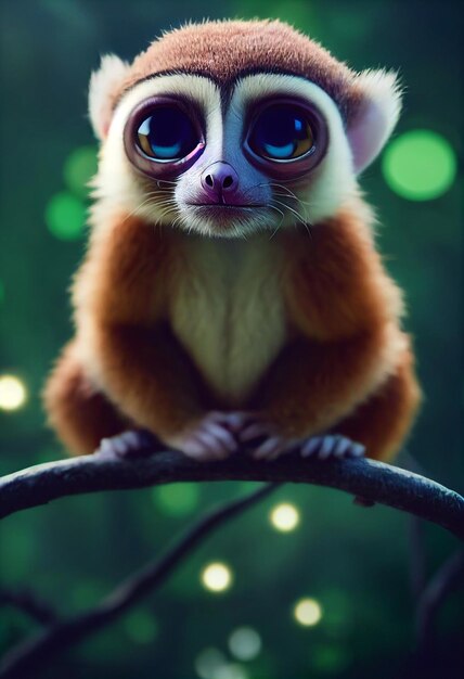 Portrait de mignon singe loris souriant