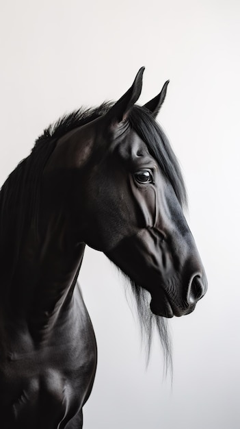 Photo portrait minimaliste d'un cheval majestueux avec une intelligence artificielle générative