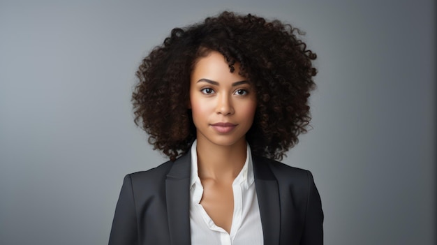 Portrait minimaliste d'une jeune femme noire au bureau généré par l'IA