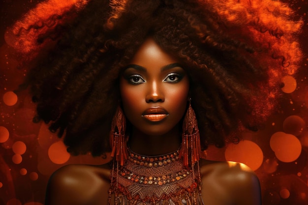 Portrait de mode et de beauté de femme modèle afro-américain attrayant