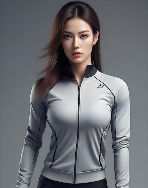 Portrait de mode d'une belle jeune femme asiatique en tenue de sport