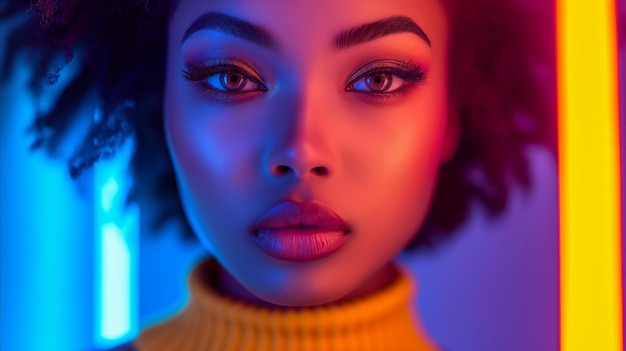 Portrait de mode de femme dans un style moderne et beauté au néon