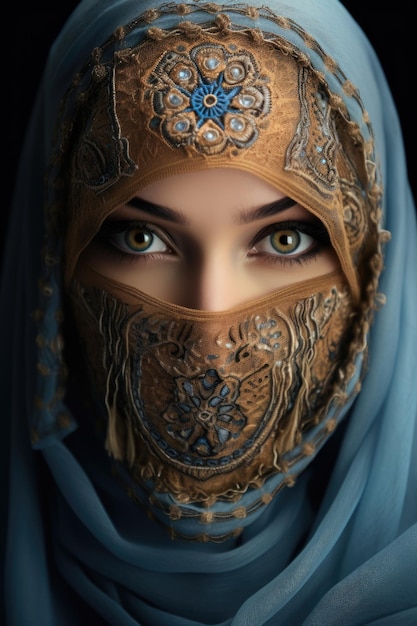 Portrait de mode d'une jeune et belle femme en costume portant un hijab style de vêtement authentique culturel couvrant une partie du corps beaux vêtements magnifiques belle tenue super look