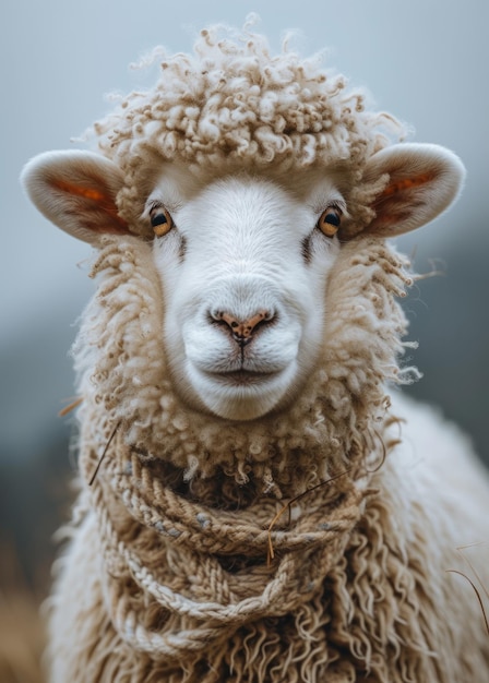 Portrait d'un mouton avec un visage drôle