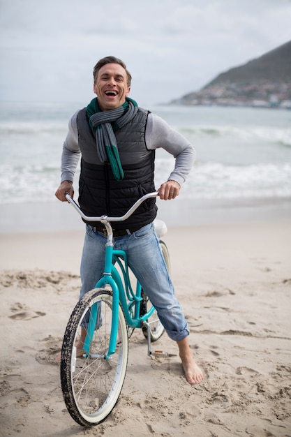 Portrait, mûrir, équitation, bicyclette, plage