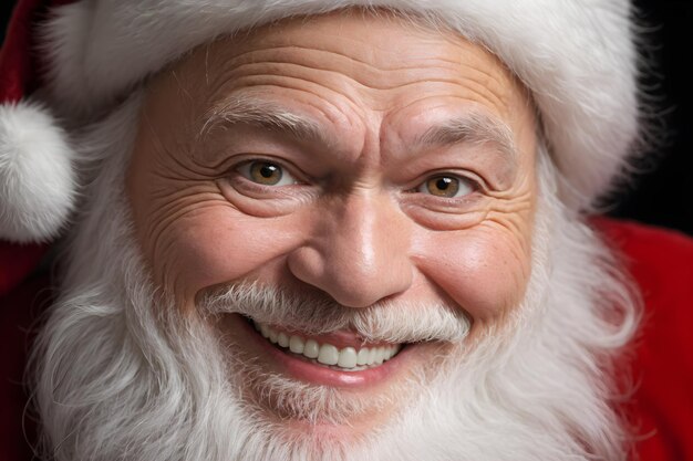 Portrait de Noël de joie festive du Père Noël avec fond noir