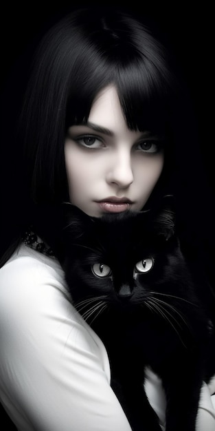 Portrait noir et blanc d'une femme