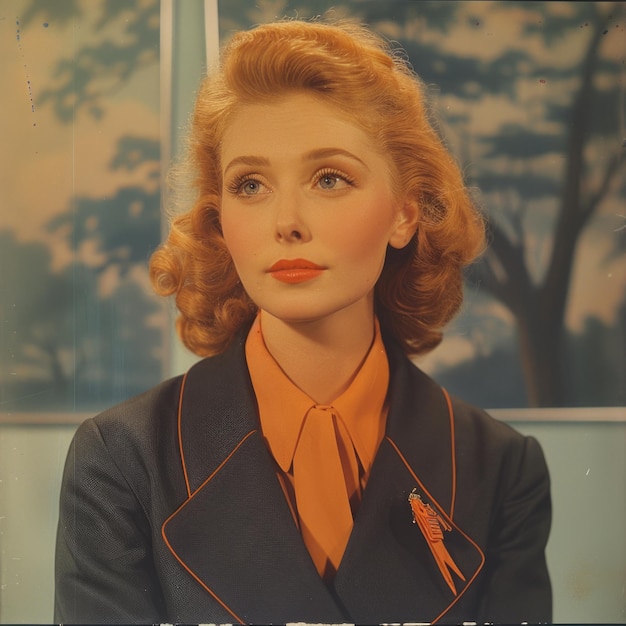 Portrait nostalgique des années 1950 capturant l'essence d'une époque passée évoquant le charme et l'élégance de l'esthétique du milieu du siècle dans une représentation visuelle intemporelle