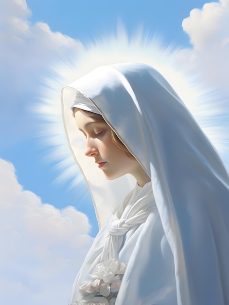 Portrait de Notre-Dame de la Grâce de la Vierge Marie dans le ciel