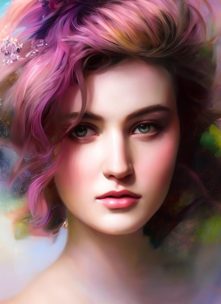 Portrait numérique d'un beau visage. Illustration abstraite d'une belle fille.