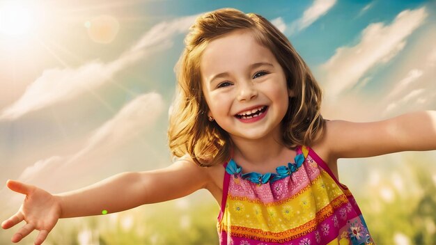 Photo portrait of a cheery smiling girl