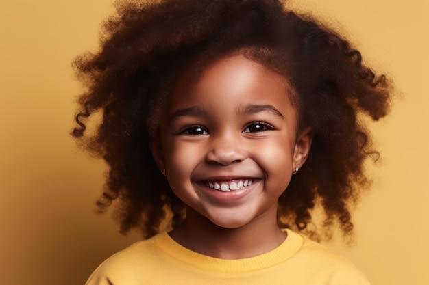 Portrait of cute happy african american girl laughing looking and smiling at camera jeune enfant po