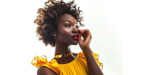 Photo portrait of elegant african woman with curly hair