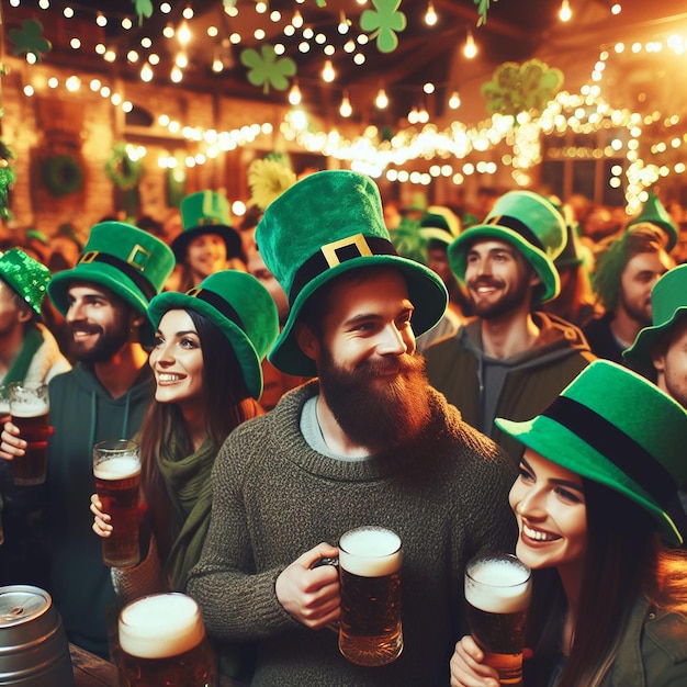 Photo portrait of a people celebrating st patricks day