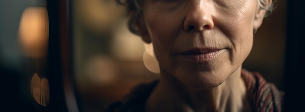 Portrait of senior woman looking at camera panoramique shotgenerative ai