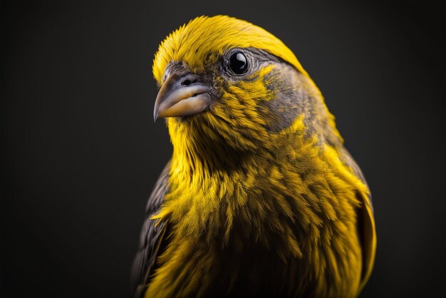 Photo portrait d'un oiseau canari sur fond noir