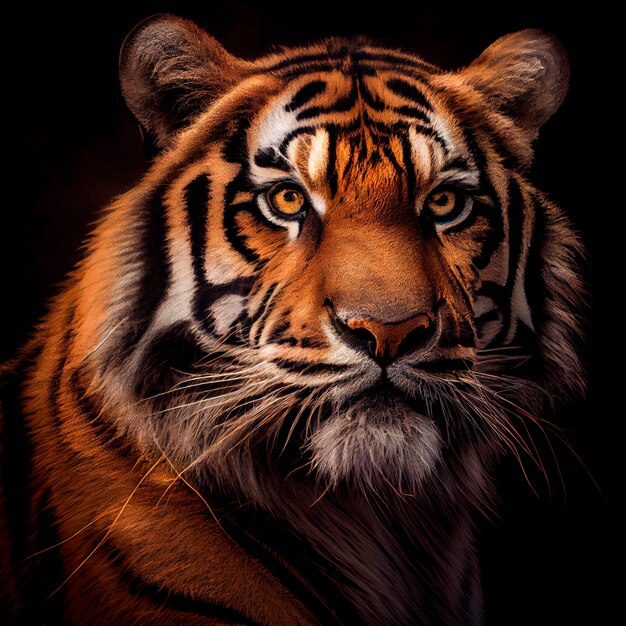 Portrait ouvert d'un tigre impressionnant